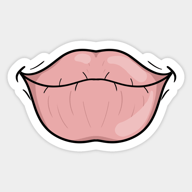 Big Grotesque Lips - Face Mask Sticker by PorinArt